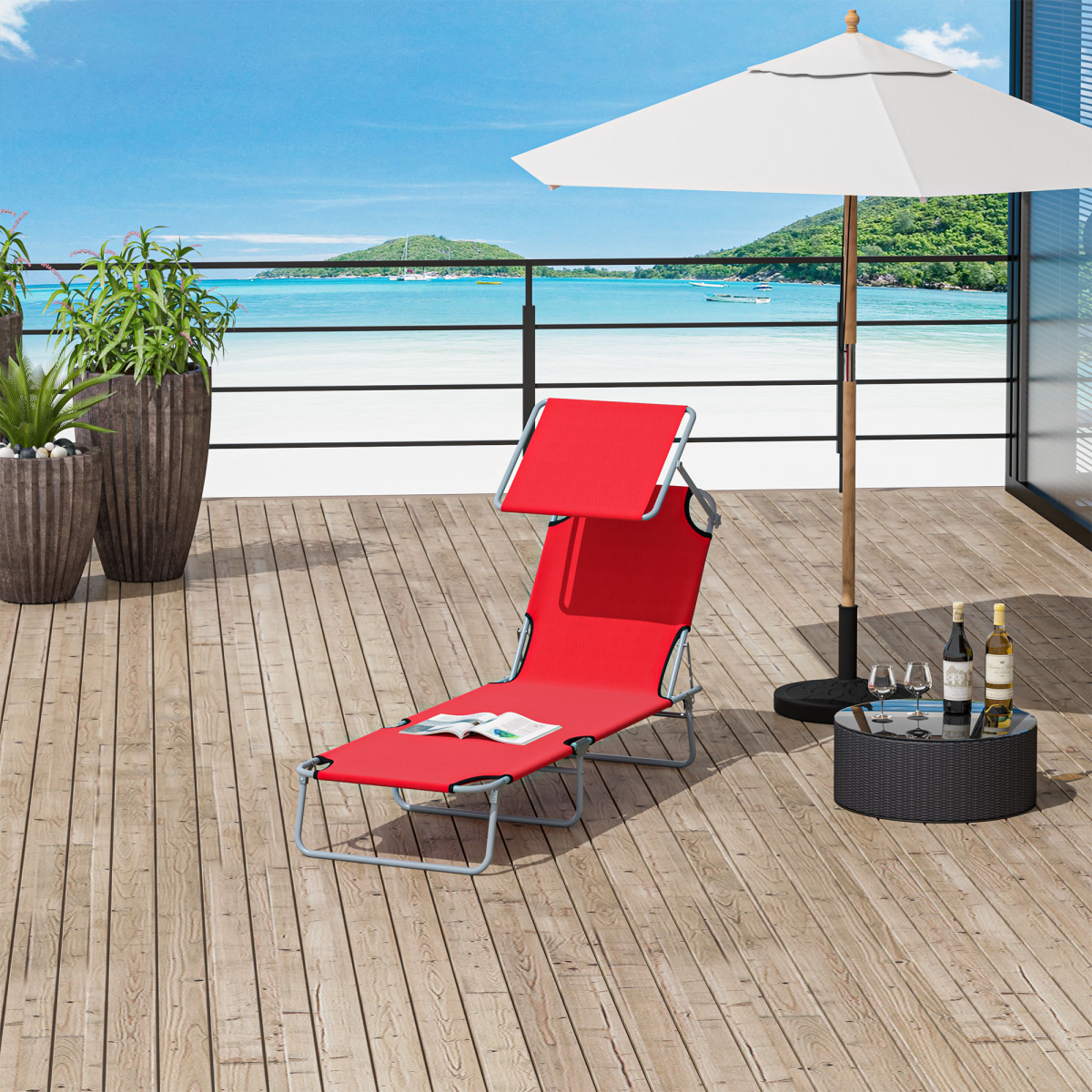 cortex-london-windsor-red-folding-sun-lounger-recliner-sunshade