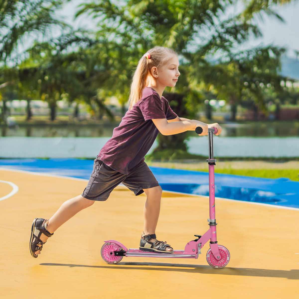 cortex-london-windsor-kids-light-music-folding-scooter-pink