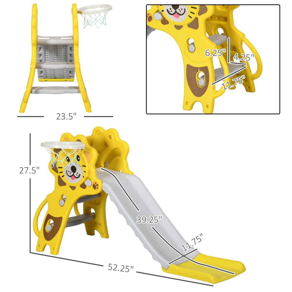 cortex-london-windsor-kids-slide-climber-basketball-hoop-yellow-gray