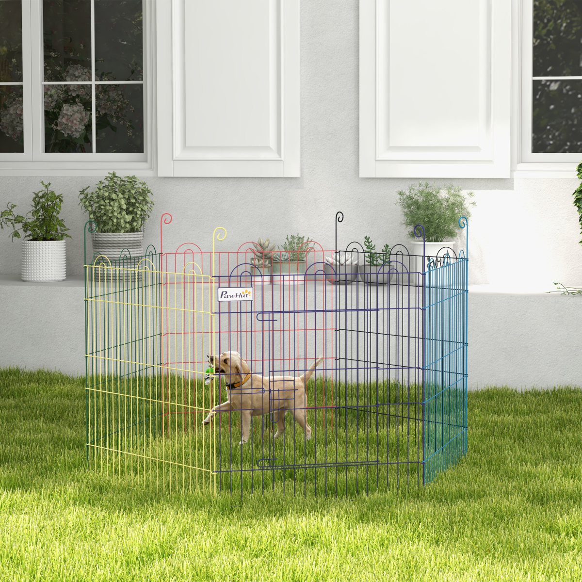 cortex-london-windsor-multicolour-dog-puppy-playpen-with-door-six-metal-panels