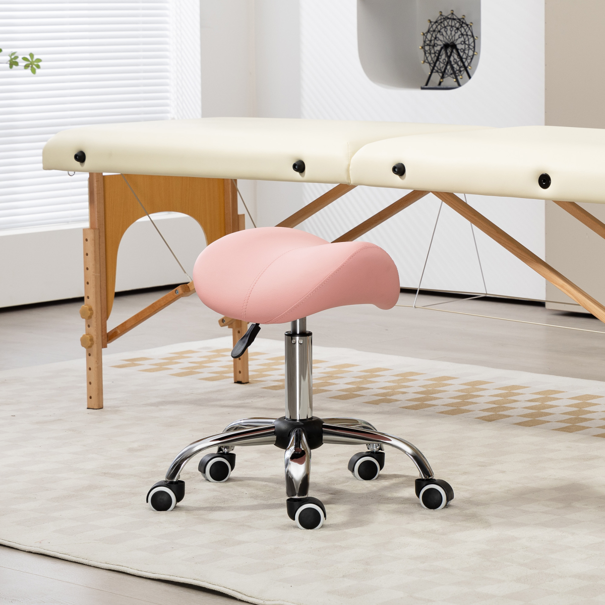 cortex-london-kensington-pink-pu-leather-saddle-stool-adjustable-height
