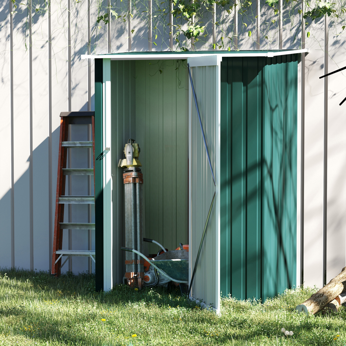 cortex-london-windsor-steel-garden-shed-sloped-roof-green