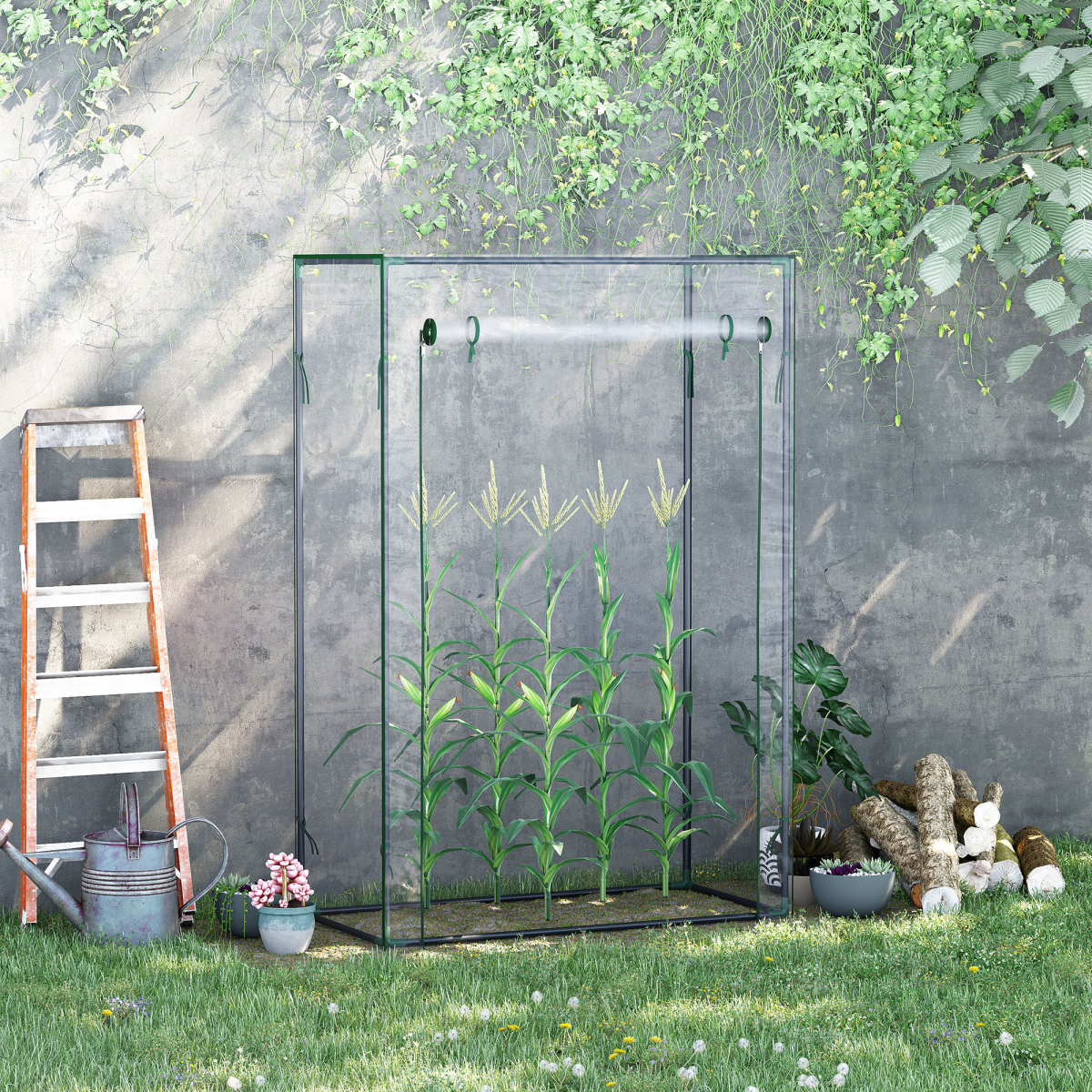 cortex-london-windsor-outdoor-greenhouse-steel-frame-pvc-cover-green