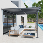 Outdoor Patio Gazebo Pergola, Aluminum Post, 4.35x3m Mounted on the Wall Roof