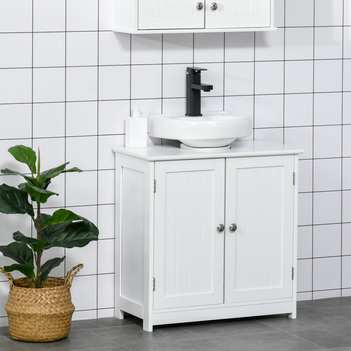 cortex-london-kleankin-60x60cm-white-under-sink-storage-cabinet-adjustable-shelf-drain-hole