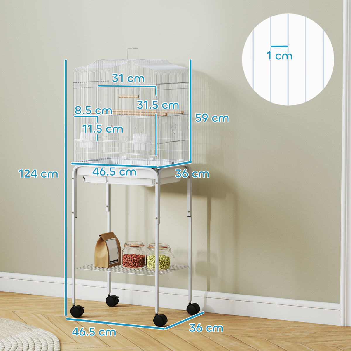 cortex-london-kensington-rolling-bird-cage-starter-kit-white