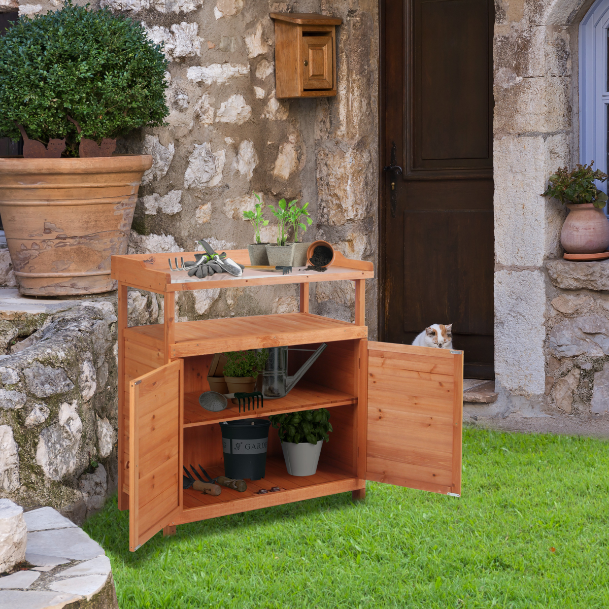 cortex-london-york-potting-bench-storage-cabinet-galvanised-tabletop