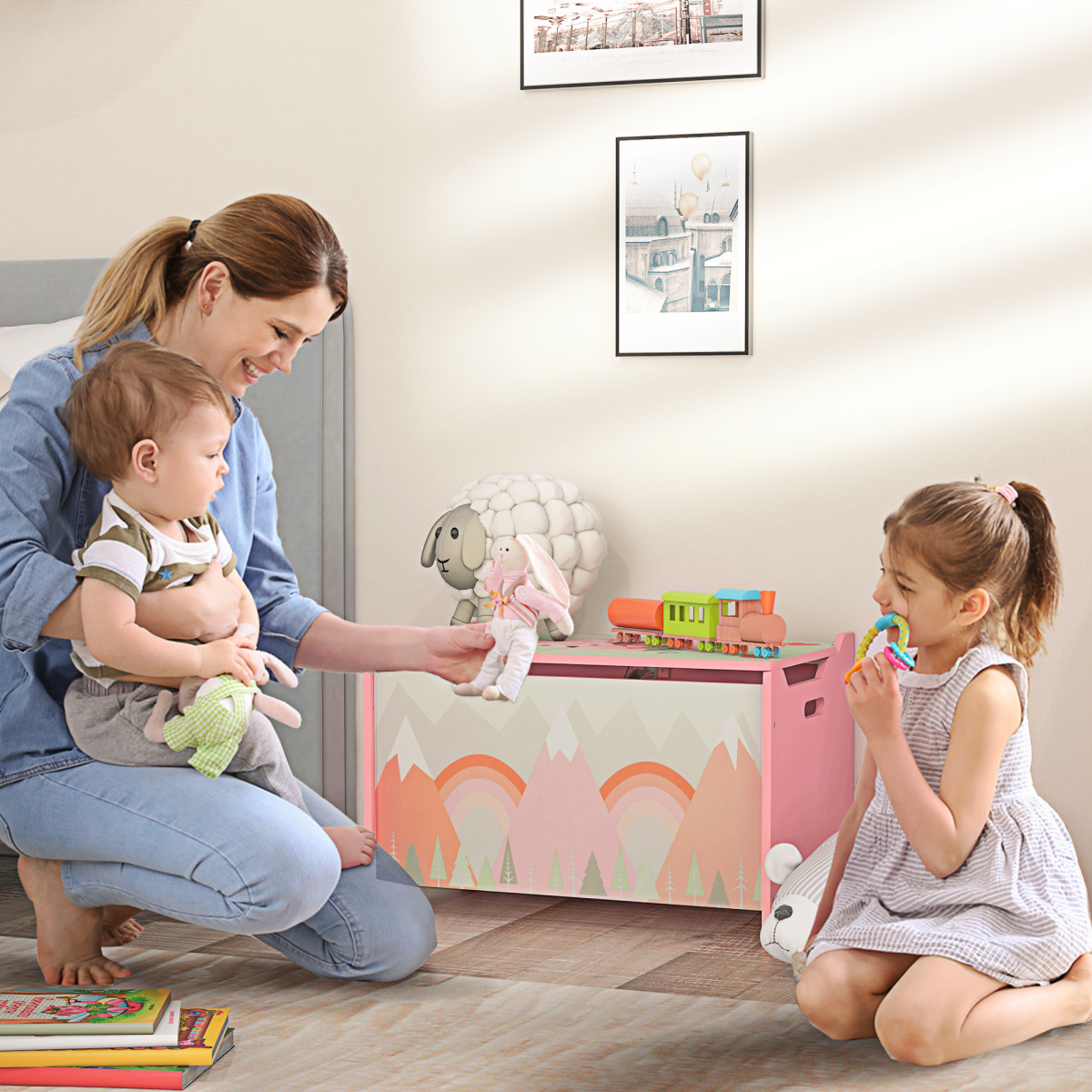 cortex-london-windsor-pink-kids-toy-box-with-lid-safety-hinge