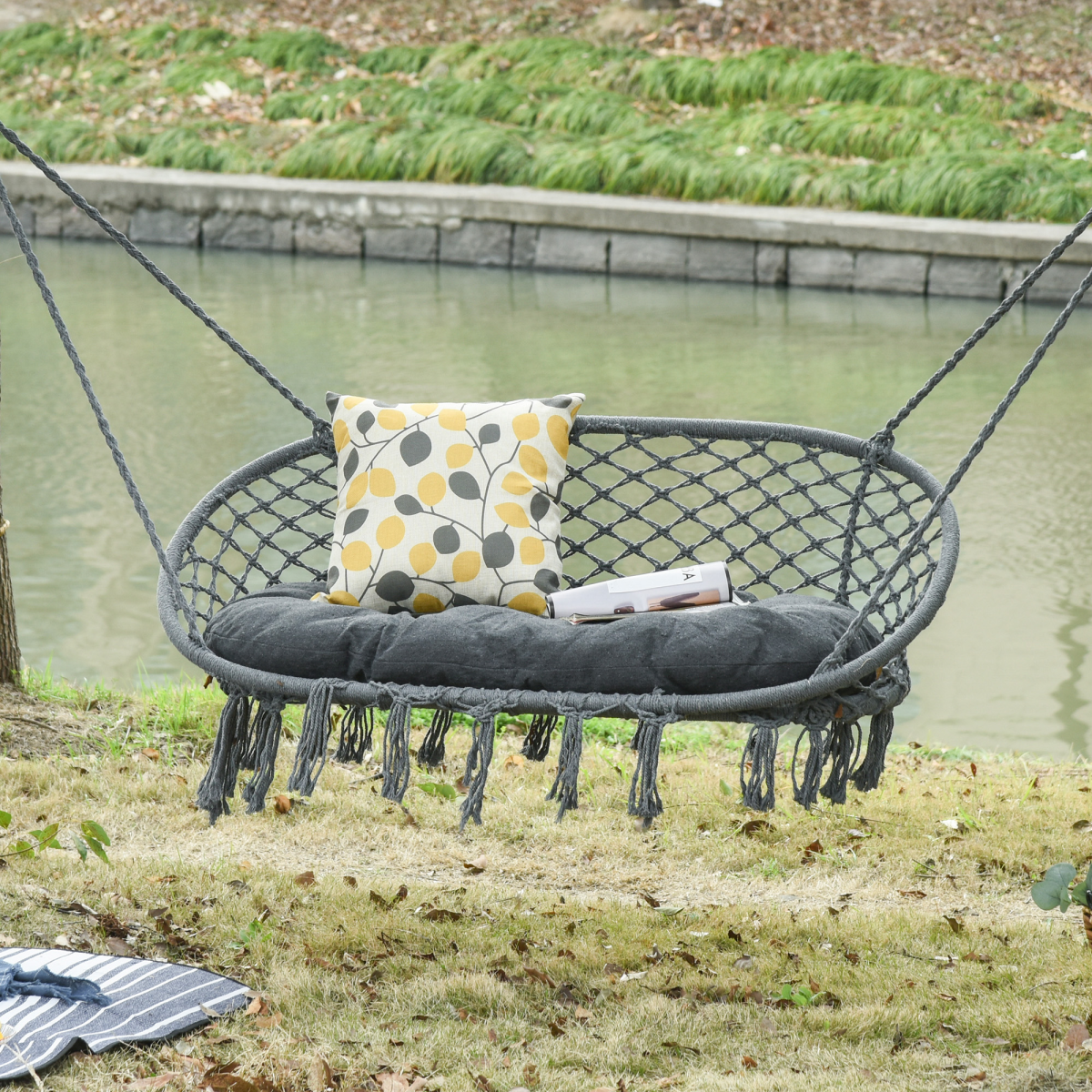 cortex-london-windsor-dark-grey-two-seater-cotton-rope-hammock-chair-metal-frame