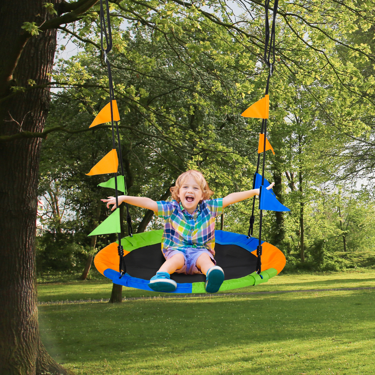 cortex-london-windsor-saucer-tree-swing-adjustable-rope-blue-green-orange