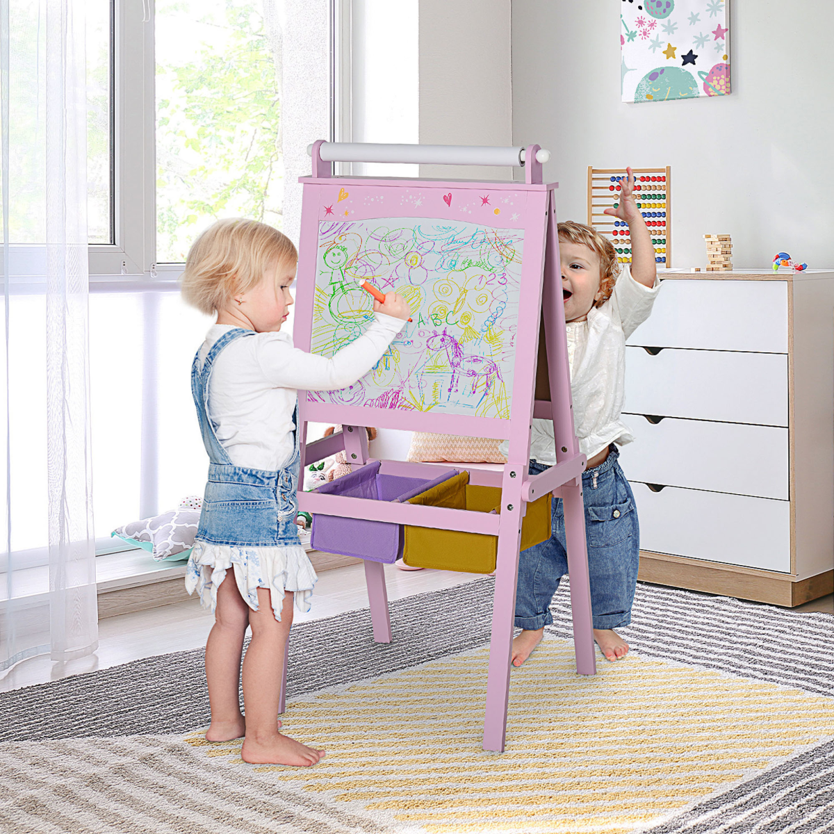 cortex-london-windsor-kids-art-easel-chalkboard-whiteboard-paper-roll
