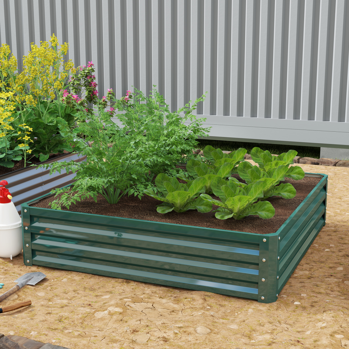 cortex-london-kew-green-galvanised-steel-raised-garden-bed-120x120cm