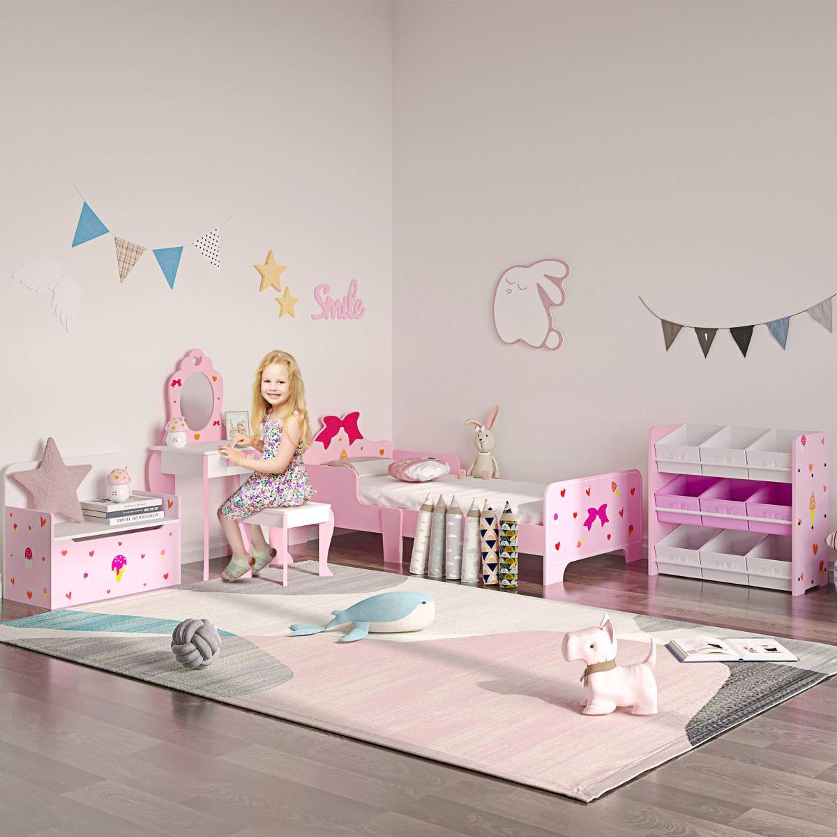 cortex-london-windsor-kids-pink-vanity-table-stool-mirror-set