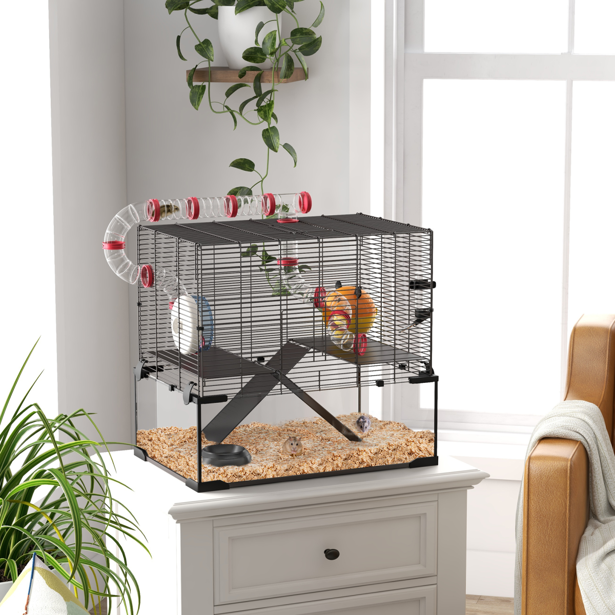 cortex-london-pawhut-windsor-hamster-cage-with-tubes-ramps-platforms