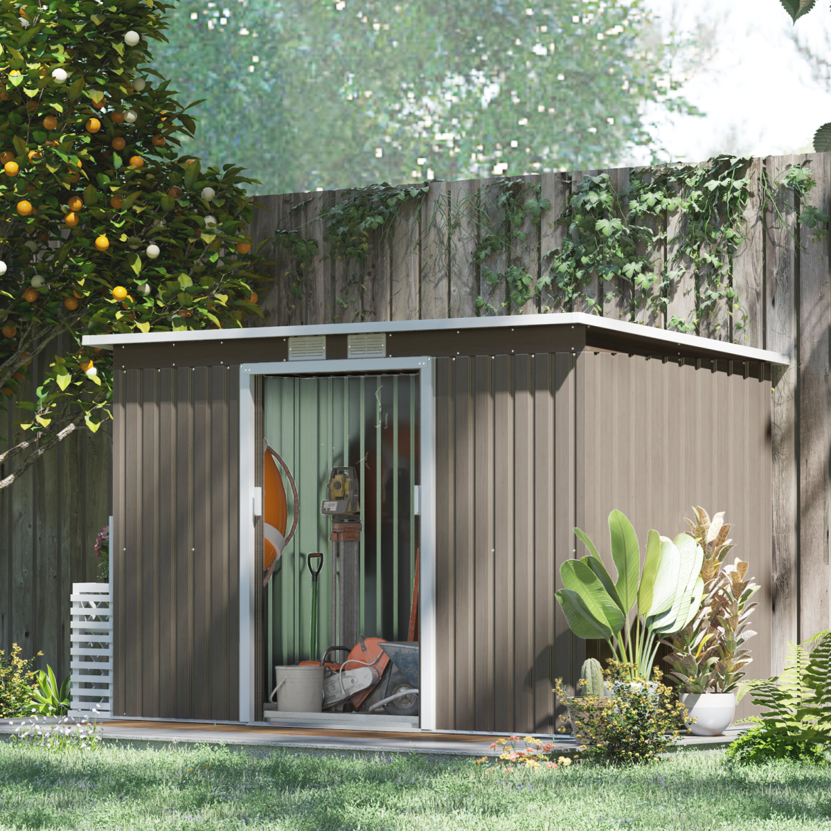 cortex-london-windsor-9-x-4ft-metal-garden-storage-shed-light-grey-wood-grain