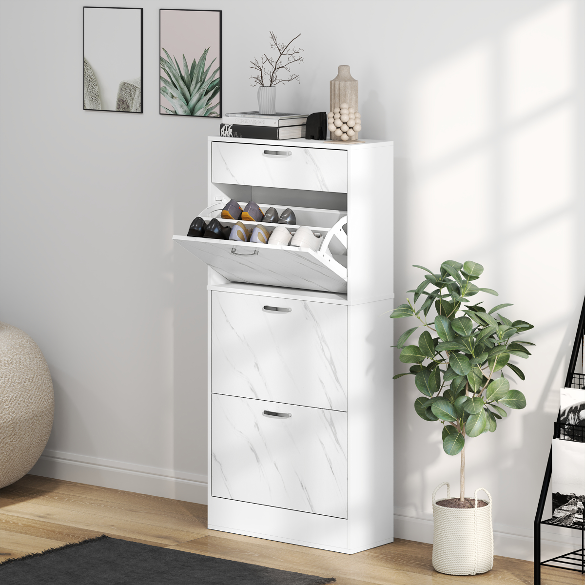 cortex-london-windsor-shoe-cabinet-four-drawer-storage-black-holds-18-pairs