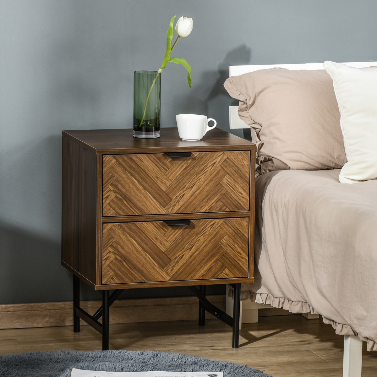 cortex-london-windsor-walnut-herringbone-two-drawer-side-cabinet