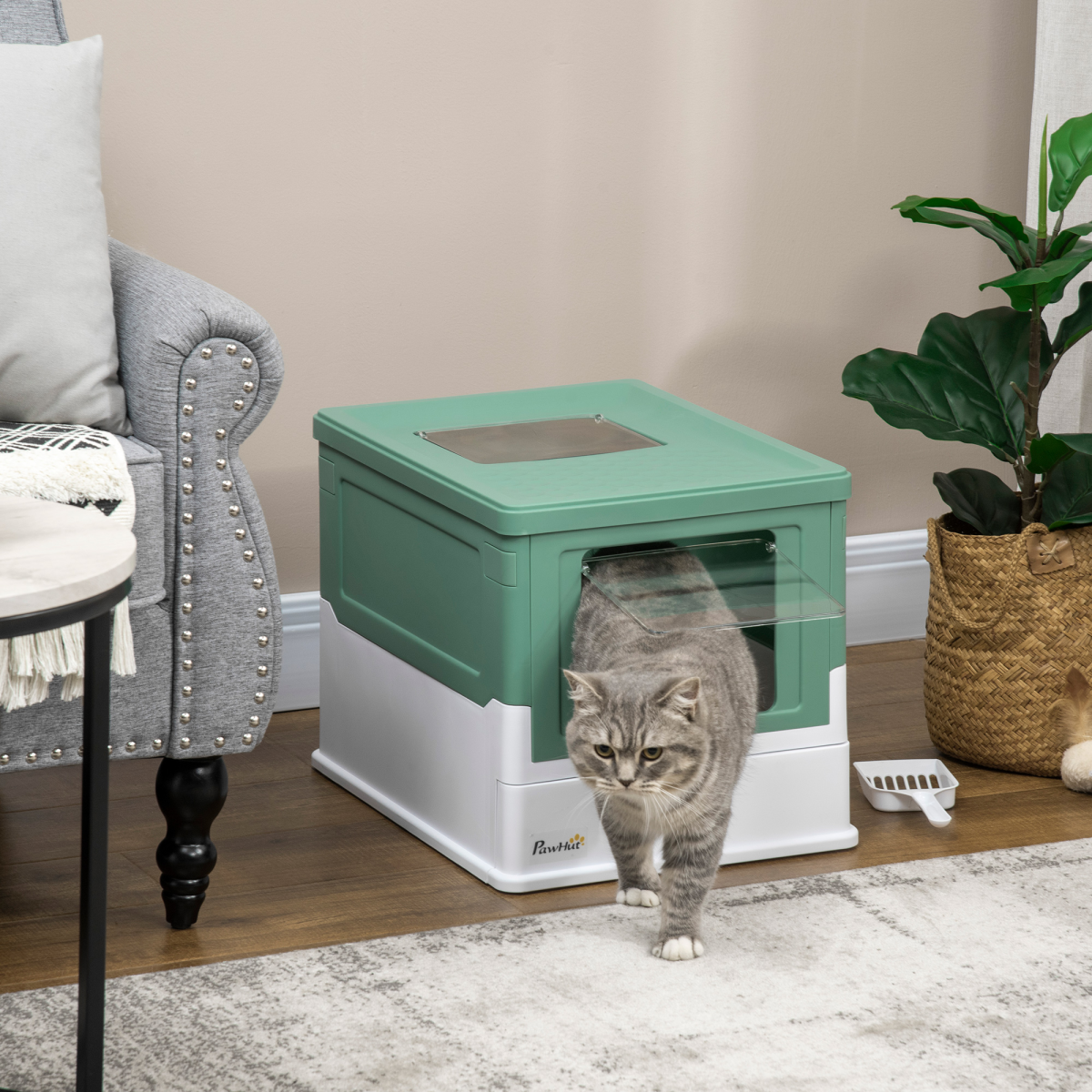 cortex-london-windsor-hooded-cat-litter-box-green