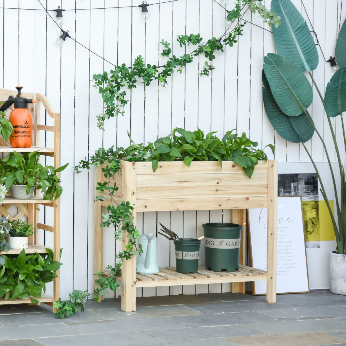cortex-london-kensington-wooden-raised-planter-100x40x84cm-solid-fir-wood-natural-finish