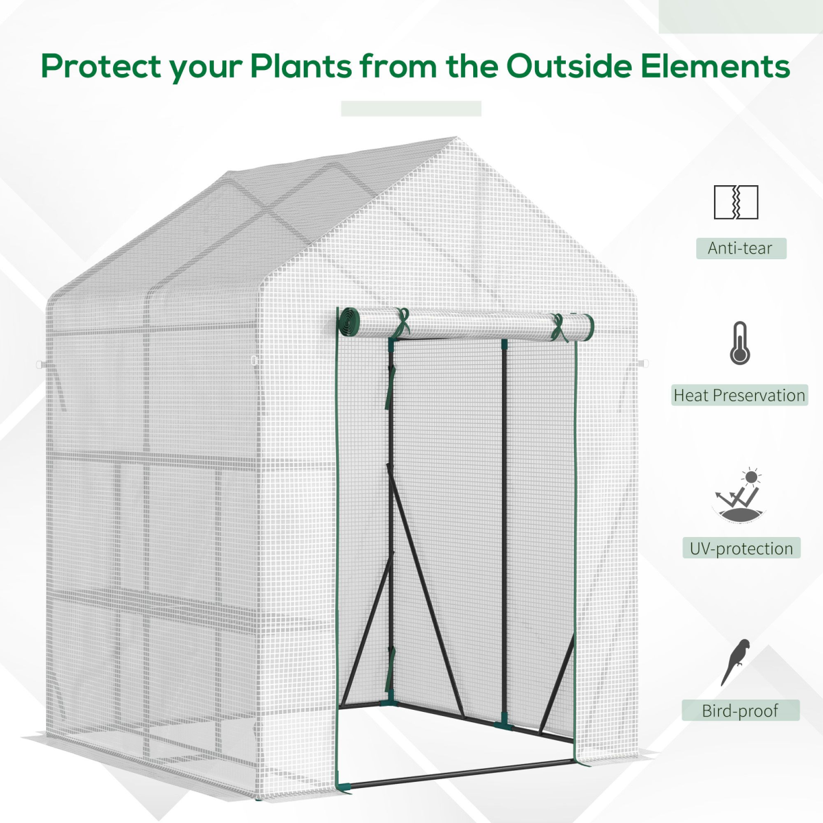 cortex-london-york-mini-greenhouse-green-steel-pe-cover-metal-shelves