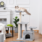 Cat Tree Tower w/ Scratching Posts Sisal Hanging Ball Condo 60 x 40 x 114cm
