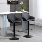 Set of 2, Swivel Barstools with Footrest and Backrest, PU Leather Black
