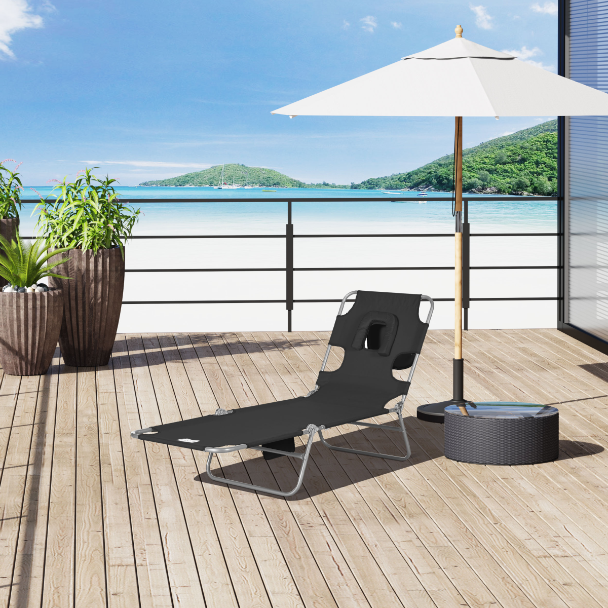 cortex-london-york-adjustable-folding-sun-lounger-black-padded-face-hold-five-level-steel-frame-side-pocket