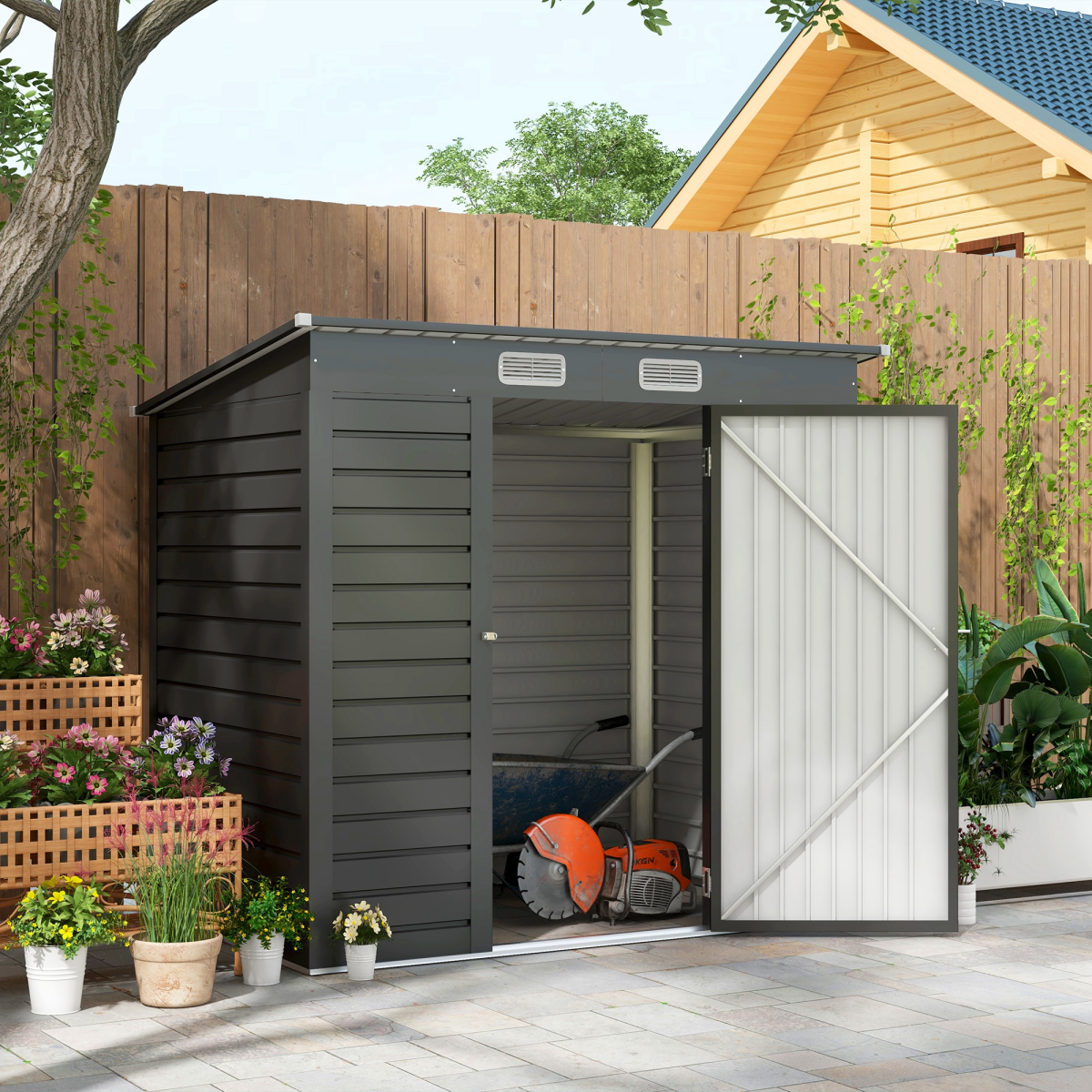 cortex-london-windsor-galvanised-steel-garden-shed-grey-lockable-door