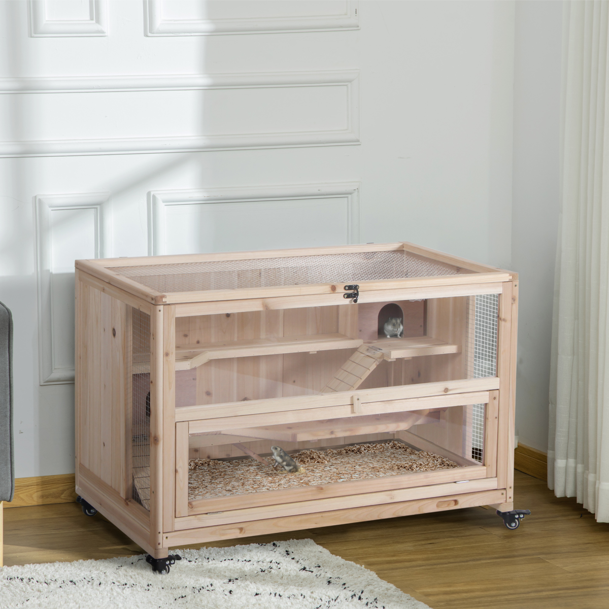 cortex-london-windsor-three-tier-wooden-hamster-cage-natural-wood