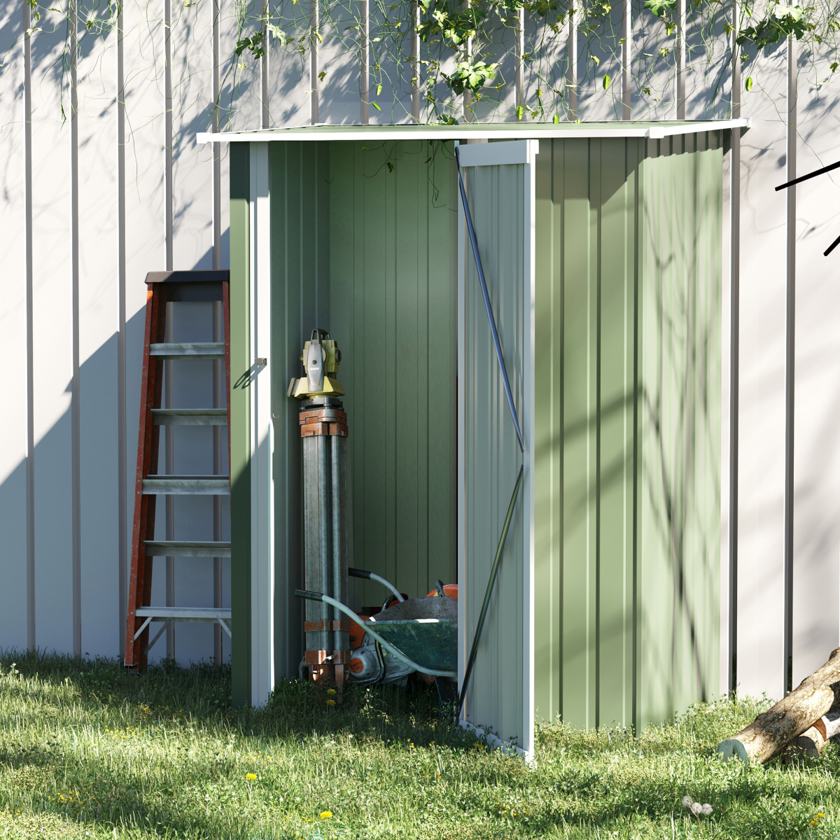 cortex-london-windsor-green-garden-storage-shed-lockable-door-sloped-roof-142x84x189cm