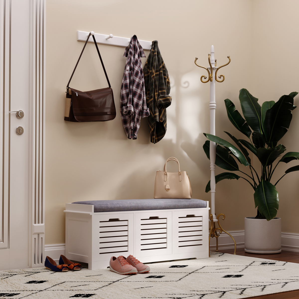cortex-london-york-3-door-shoe-storage-bench-cushion-seat-white