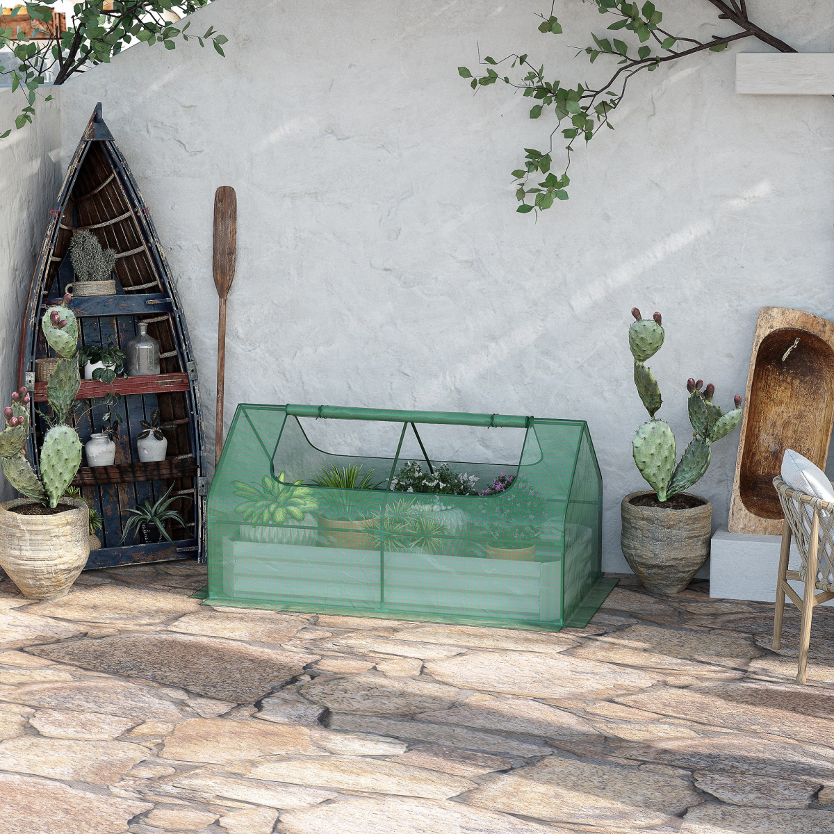 cortex-london-windsor-raised-garden-bed-planter-greenhouse-green-zipped-roll-up-window