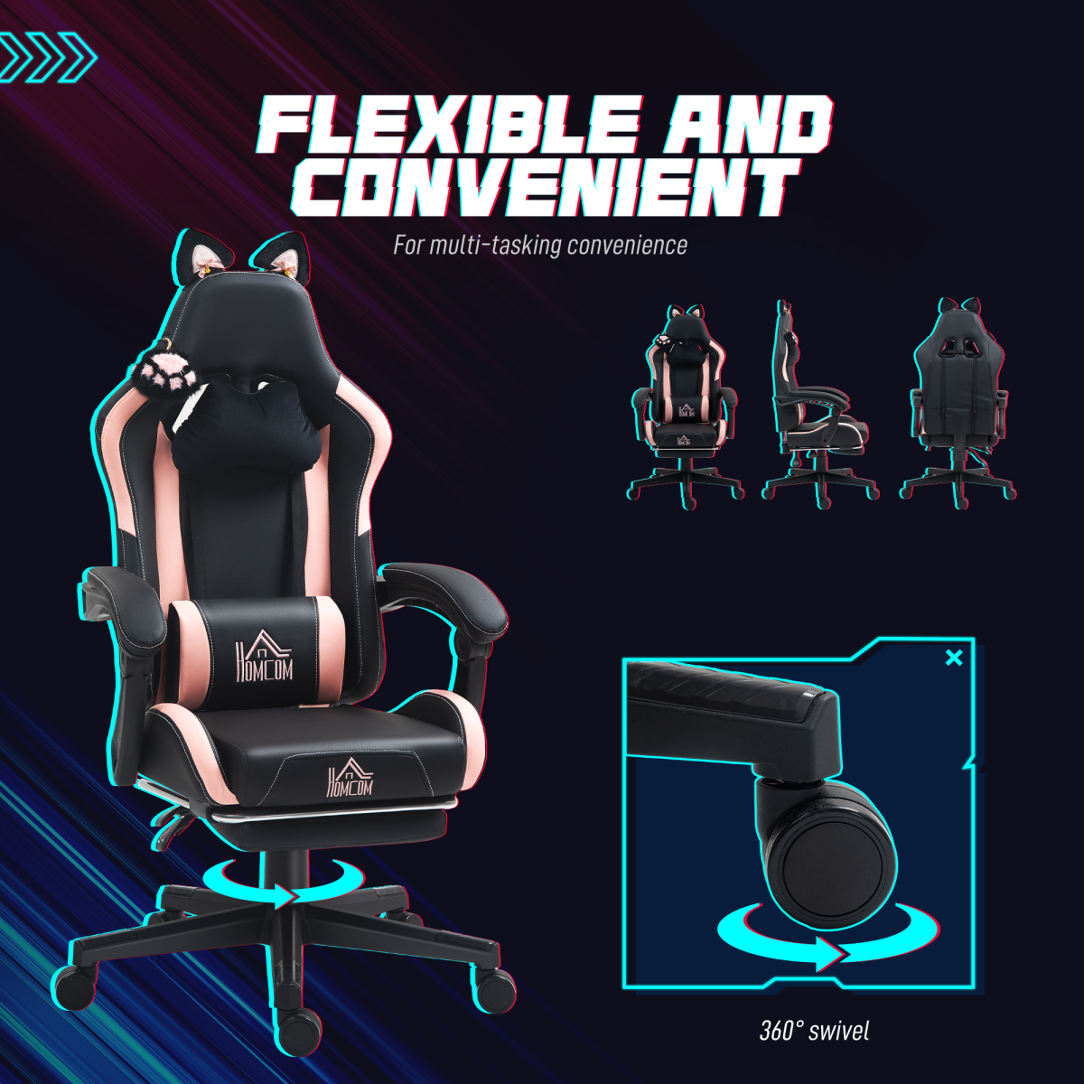 cortex-london-windsor-cat-ear-gaming-chair-black-pink-faux-leather