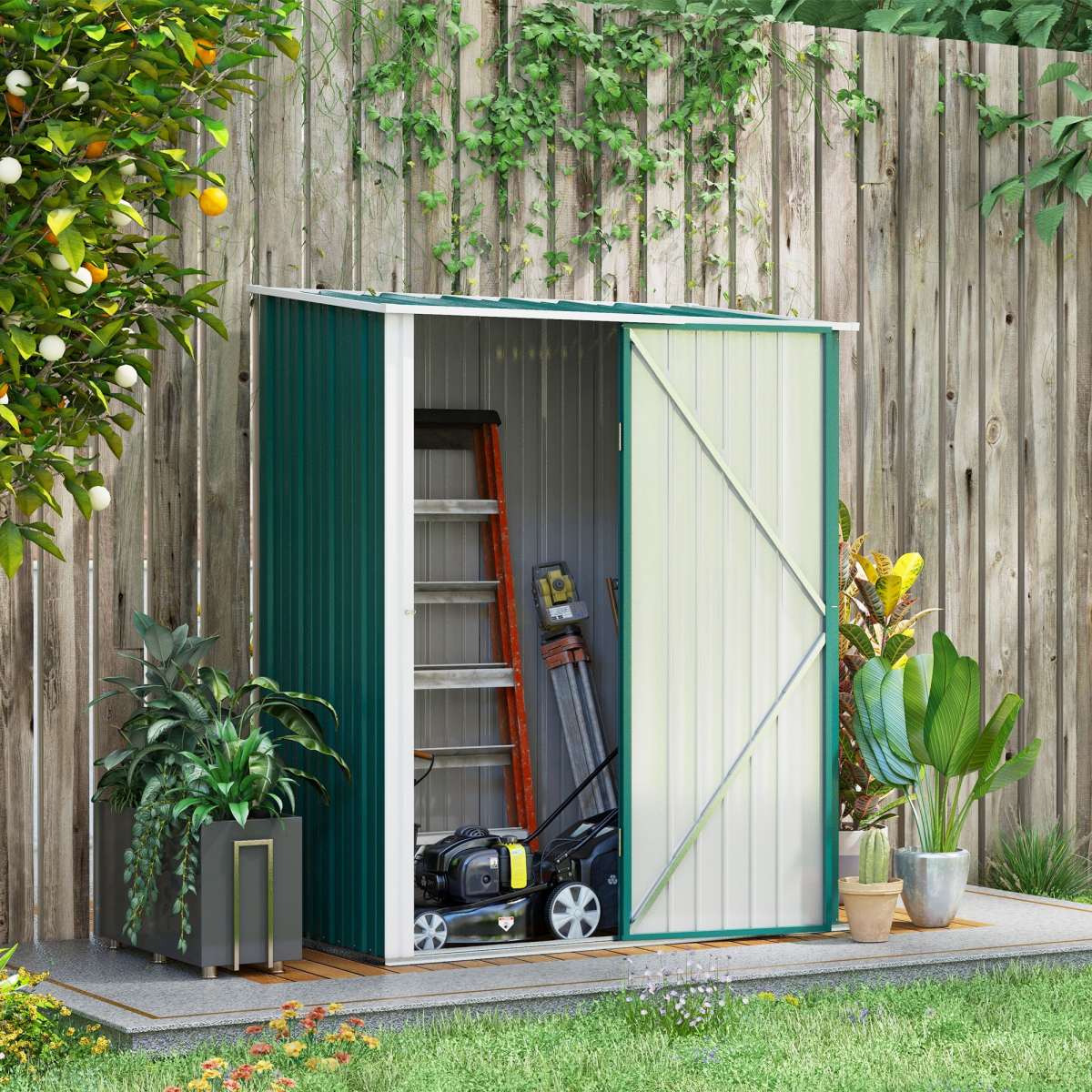 cortex-london-windsor-green-steel-garden-storage-shed-lockable-door
