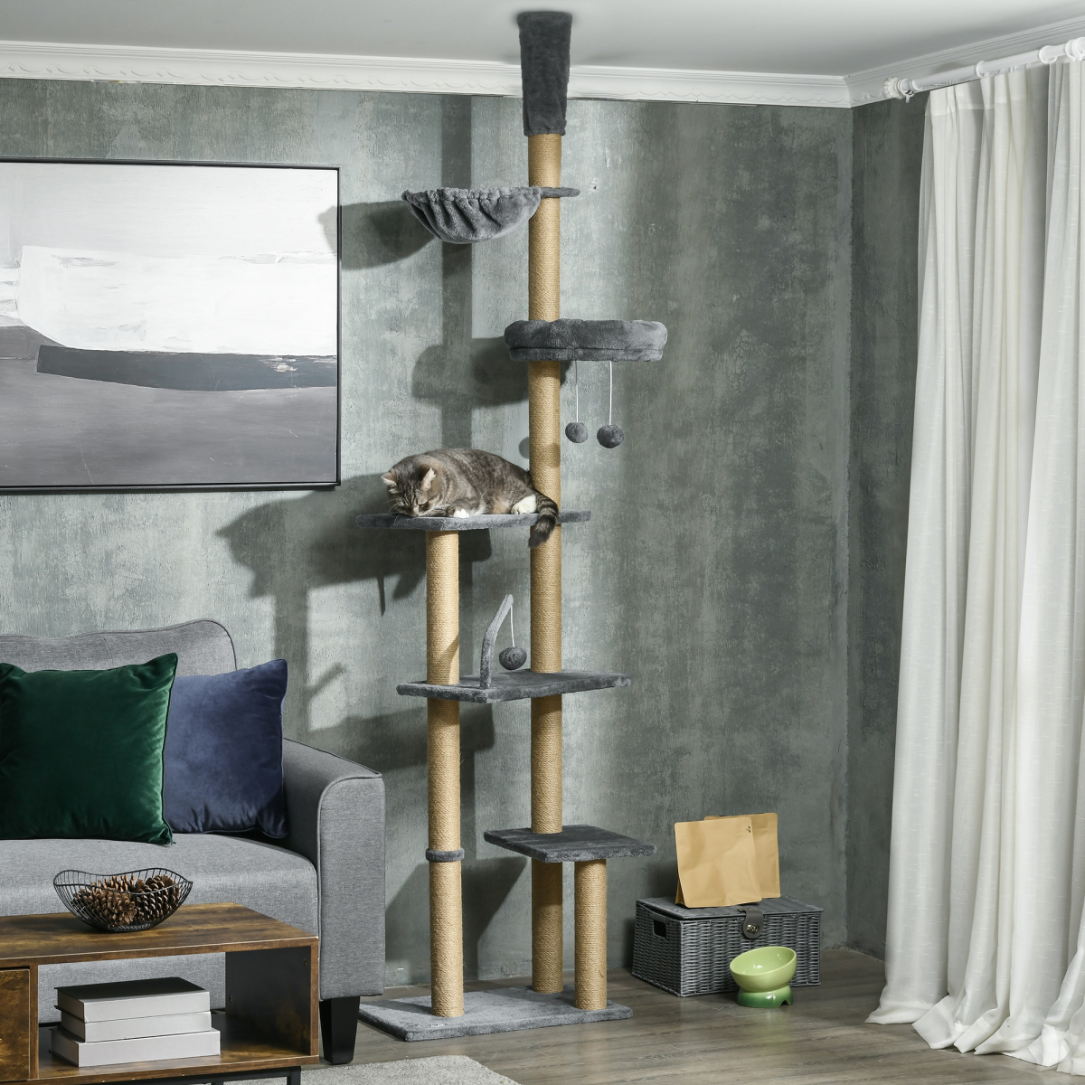 cortex-london-yorkminster-six-tier-floor-to-ceiling-cat-tree-grey