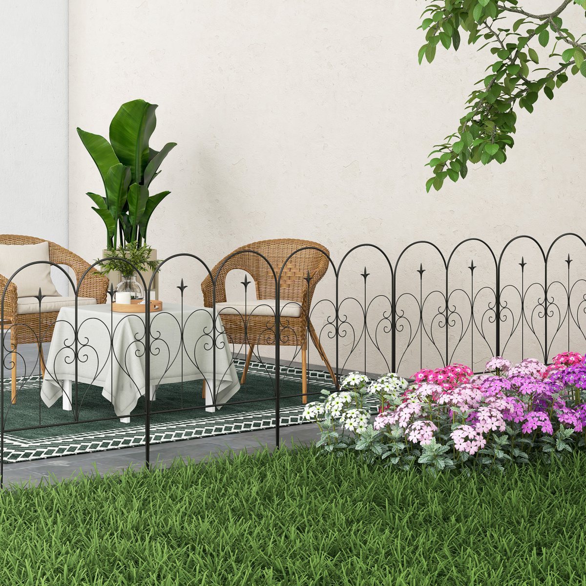 cortex-london-york-5-piece-decorative-metal-garden-border-edging-black