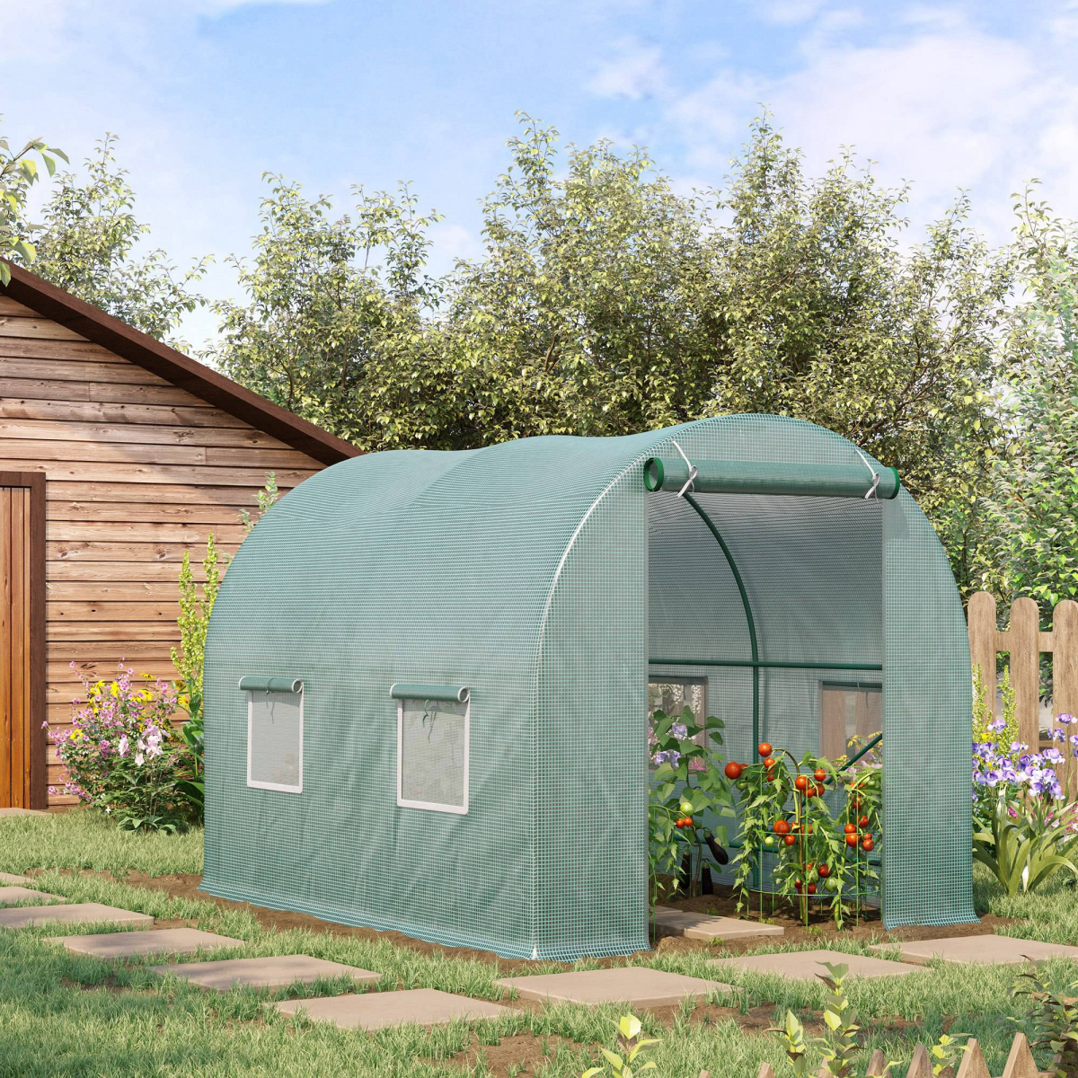 cortex-london-windsor-walk-in-tunnel-greenhouse-dark-green-steel-pe-grid-cloth