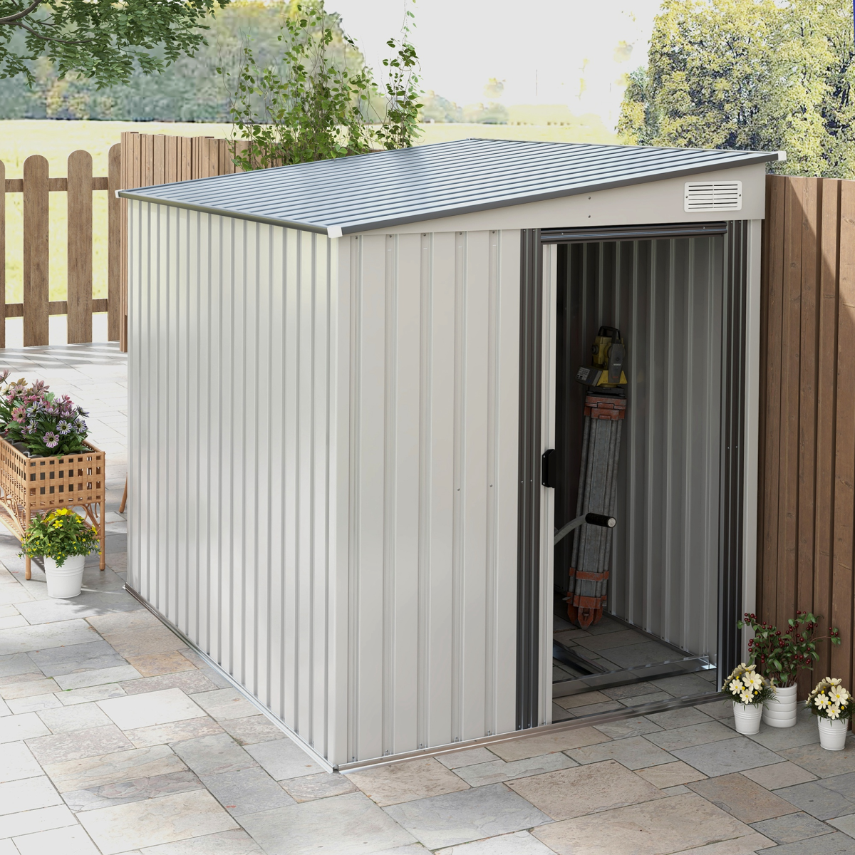 cortex-london-windsor-outsunny-5-x-7ft-white-lean-to-metal-garden-shed