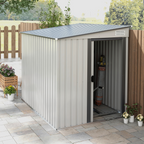Outsunny 5 x 7FT Garden Shed with Foundation Lean to Metal Tool Shed White