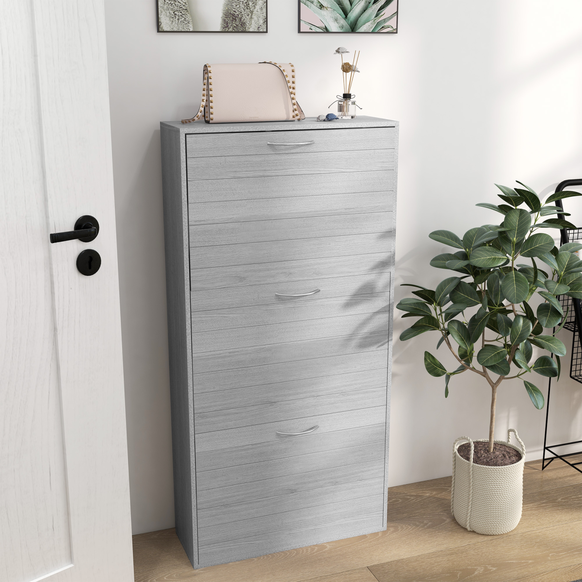 cortex-london-york-slim-grey-shoe-storage-cabinet-3-flip-drawers-12-pairs