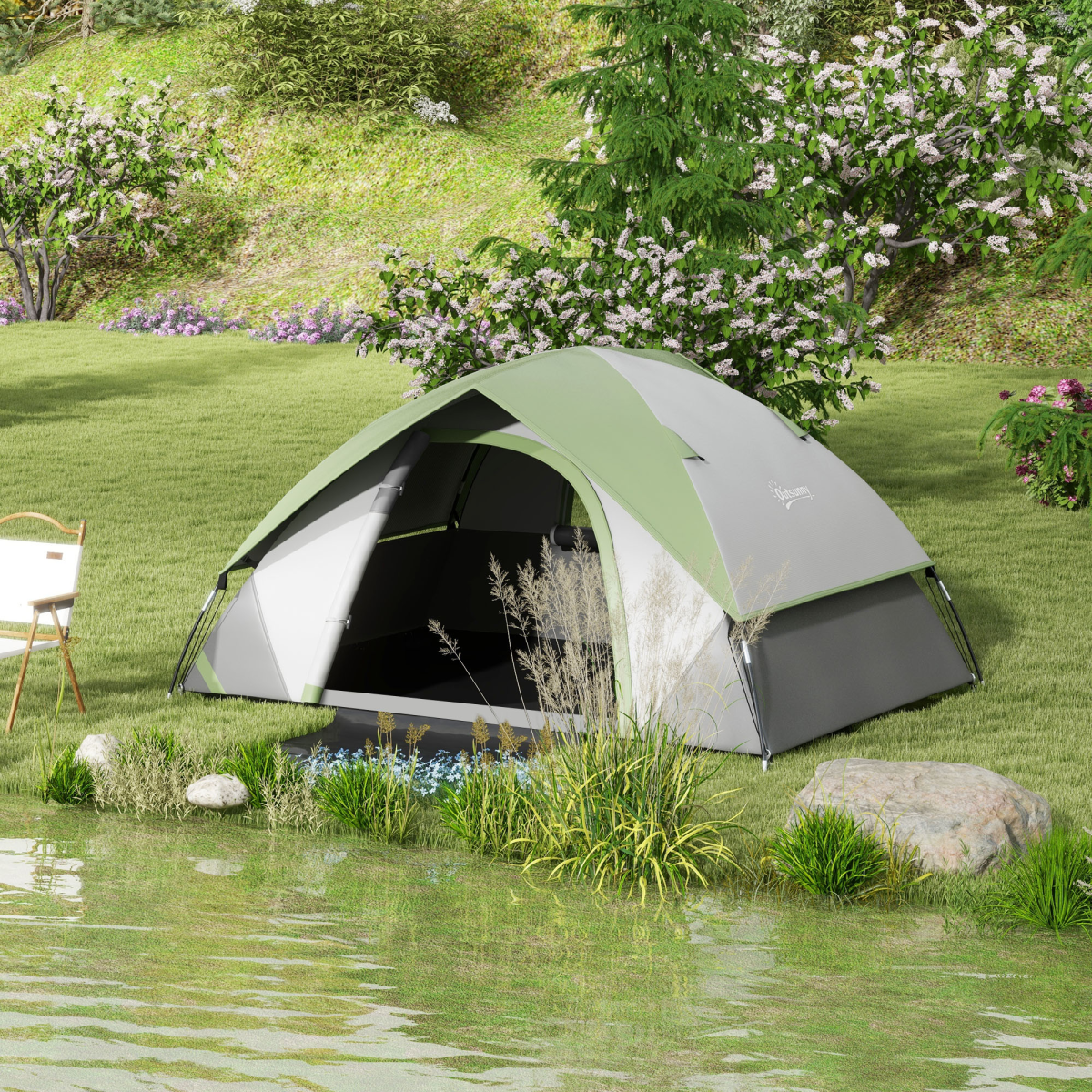 cortex-london-windsor-2-man-camping-tent-green-3000mm-waterproof-sewn-in-groundsheet