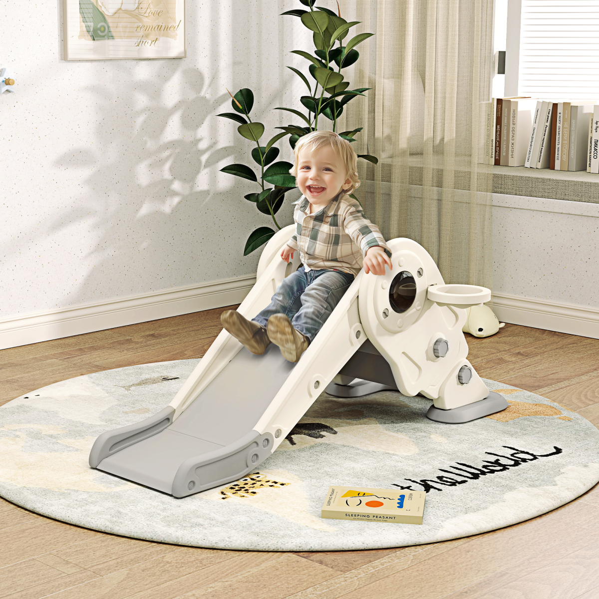 cortex-london-windsor-space-kids-slide-climber-basketball-hoop-cream-white
