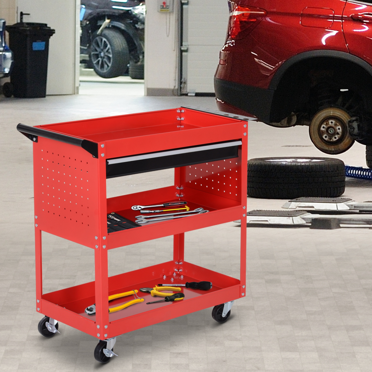 cortex-london-york-three-tier-tool-trolley-cabinet-red-lockable-casters