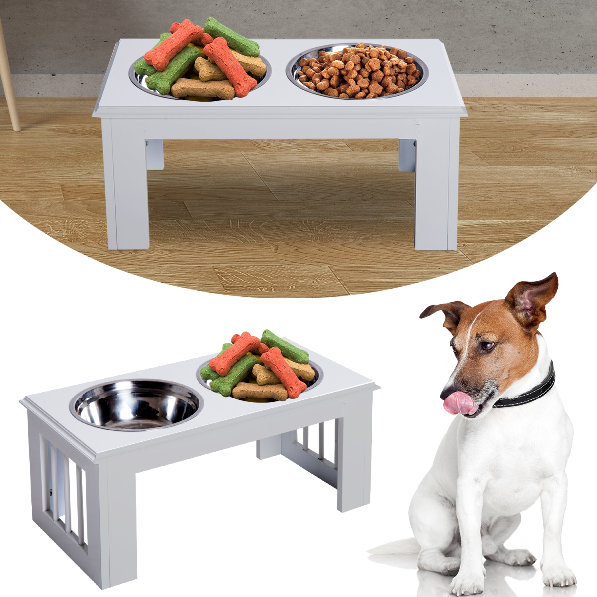 cortex-london-windsor-white-raised-pet-feeder-double-stainless-steel-bowls