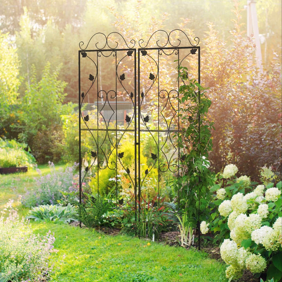 cortex-london-york-leaf-design-steel-garden-trellis-set-black