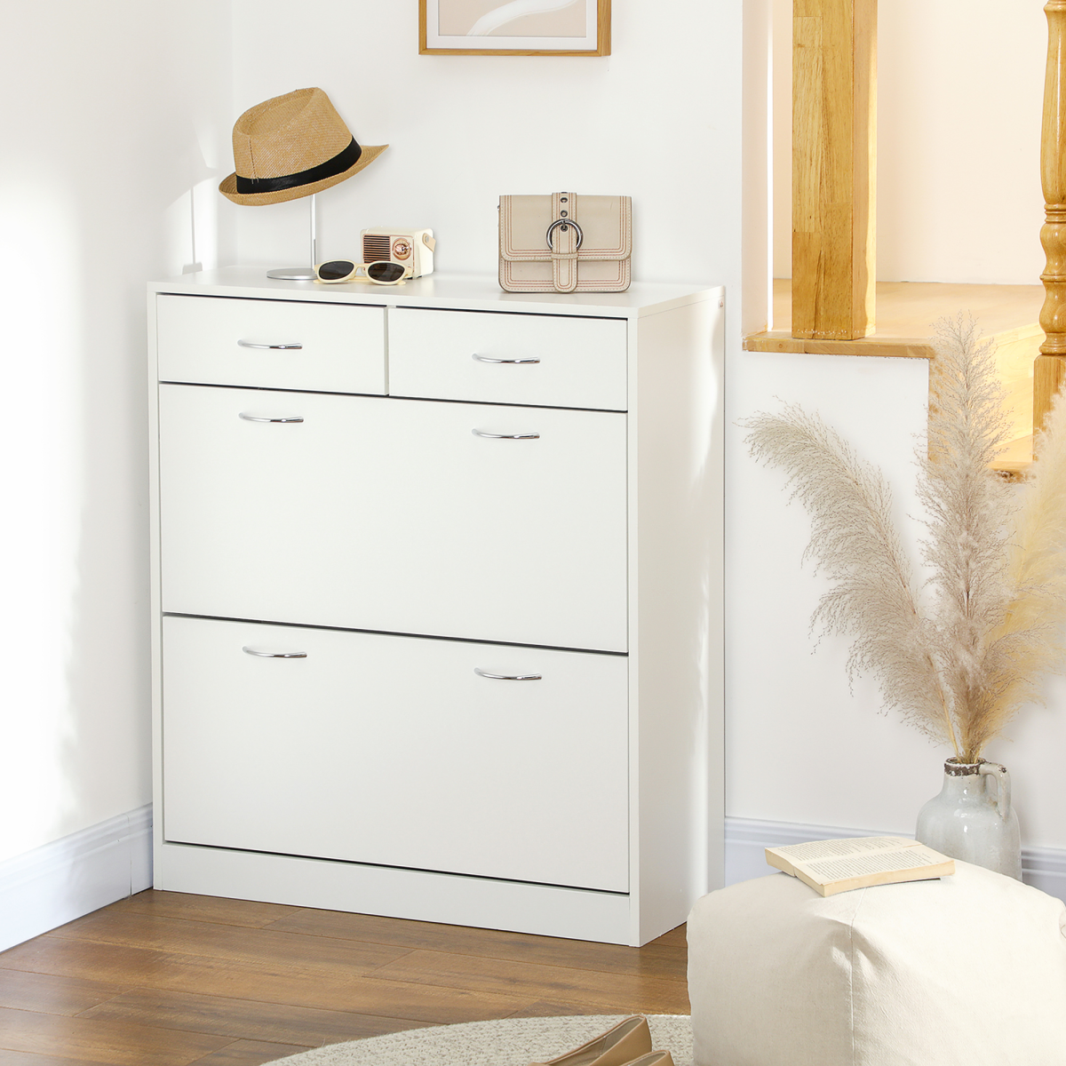 cortex-london-windsor-slim-shoe-cabinet-2-flip-drawers-white