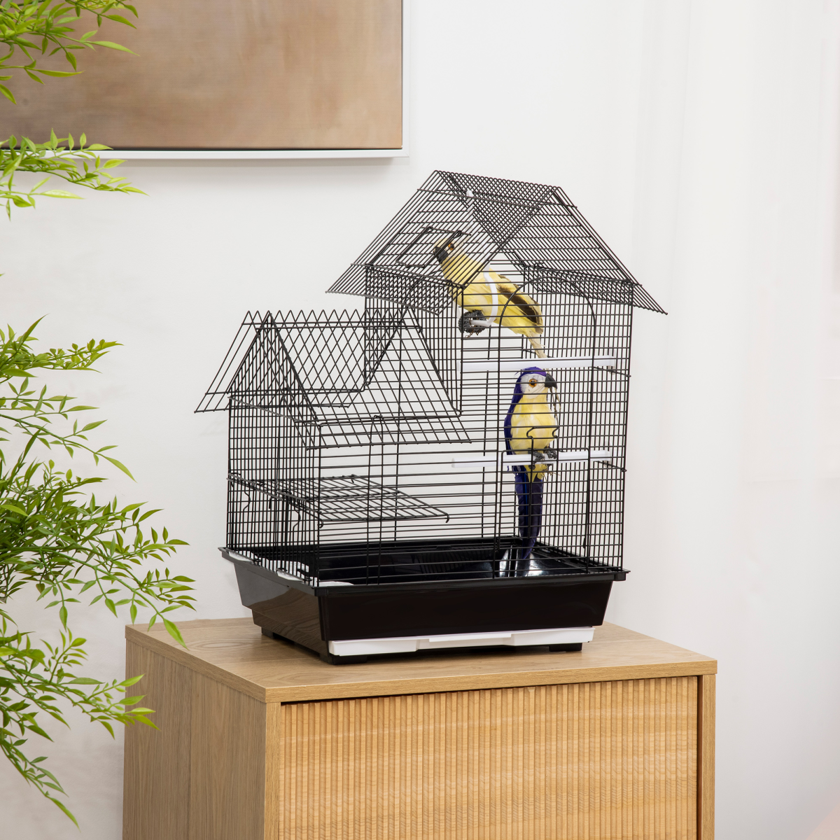cortex-london-york-black-steel-bird-cage-plastic-perch-food-container-swing-ring-handle