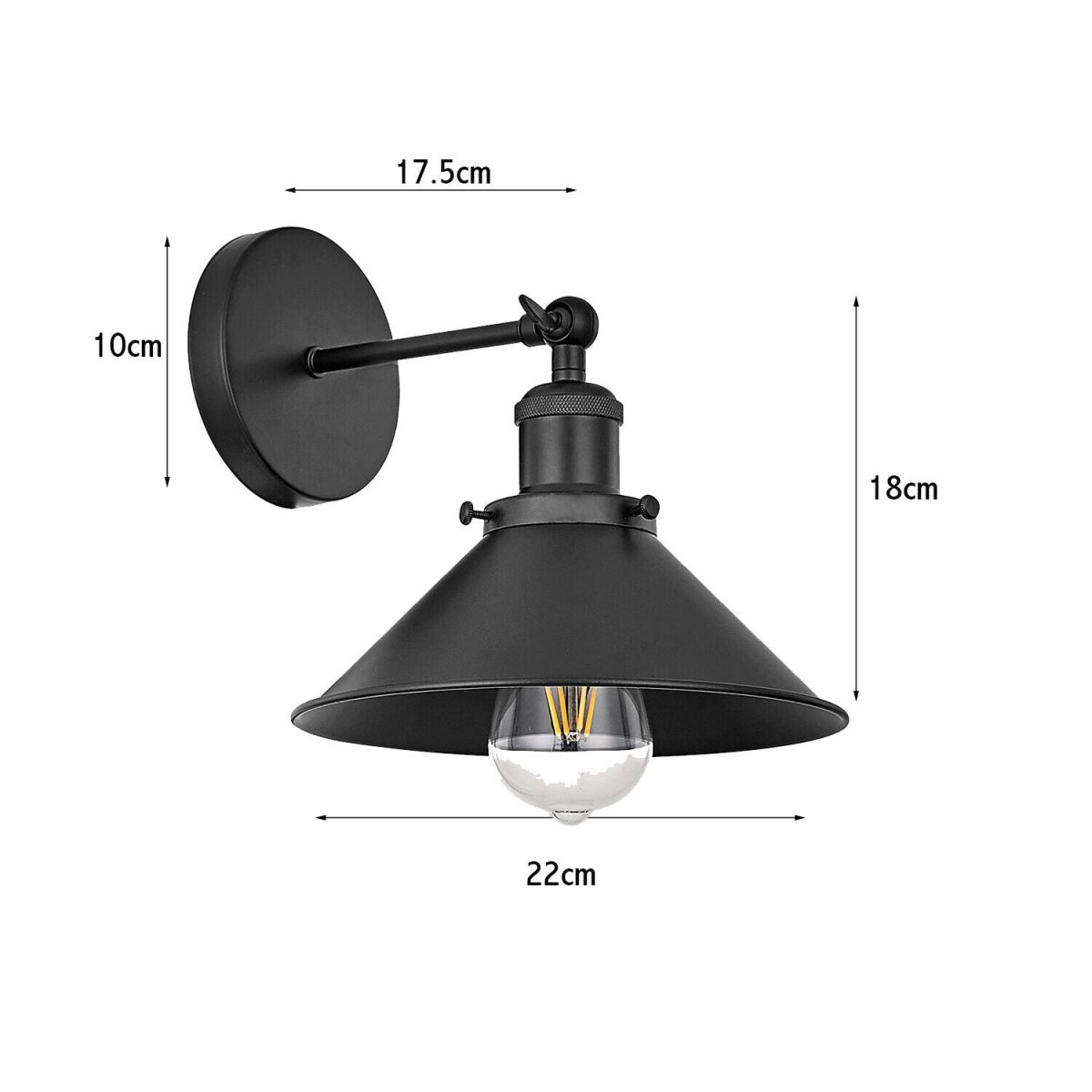 cortex-london-black-metal-vintage-retro-e27-cone-shade-wall-sconce