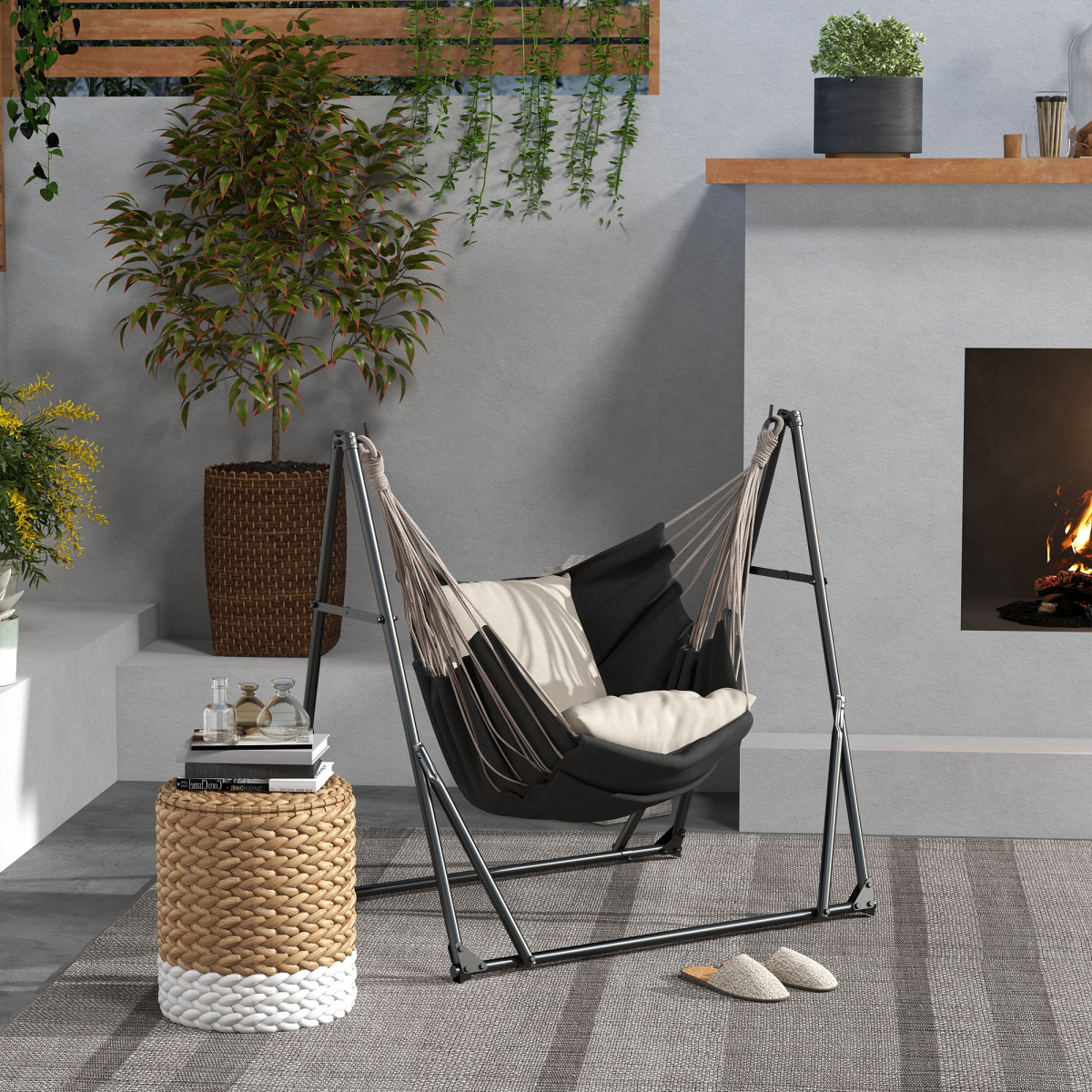 cortex-london-outsunny-york-foldable-2-in-1-black-steel-hammock-stand