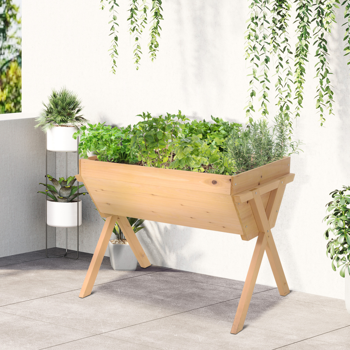 cortex-london-york-fir-wood-raised-plant-stand-oak-tone